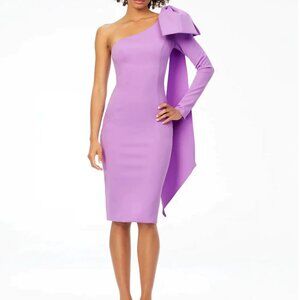 Bow Tie One Shoulder Midi Cocktail Dress Ashley Lauren - 4480